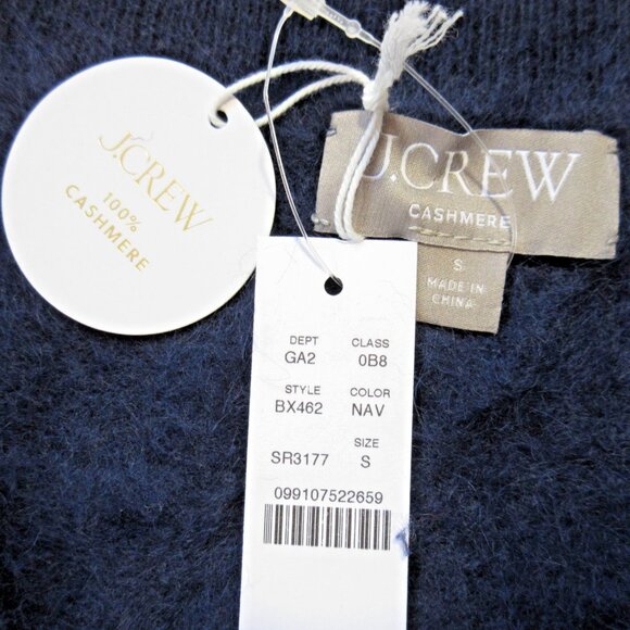 NWT J.Crew Brushed Cashmere Cropped V-neck in Navy Blue Sweater S - Picture 7 of 8